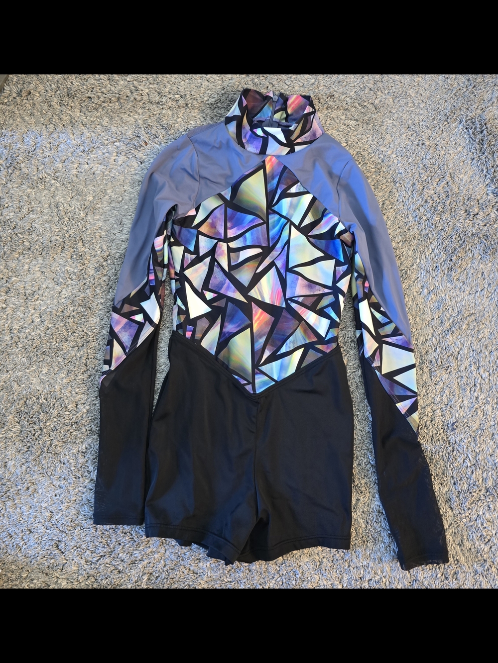 Weissman Shattered Glass Broken Sorrow Long Sleeve Dance Biketard Girls Size SA